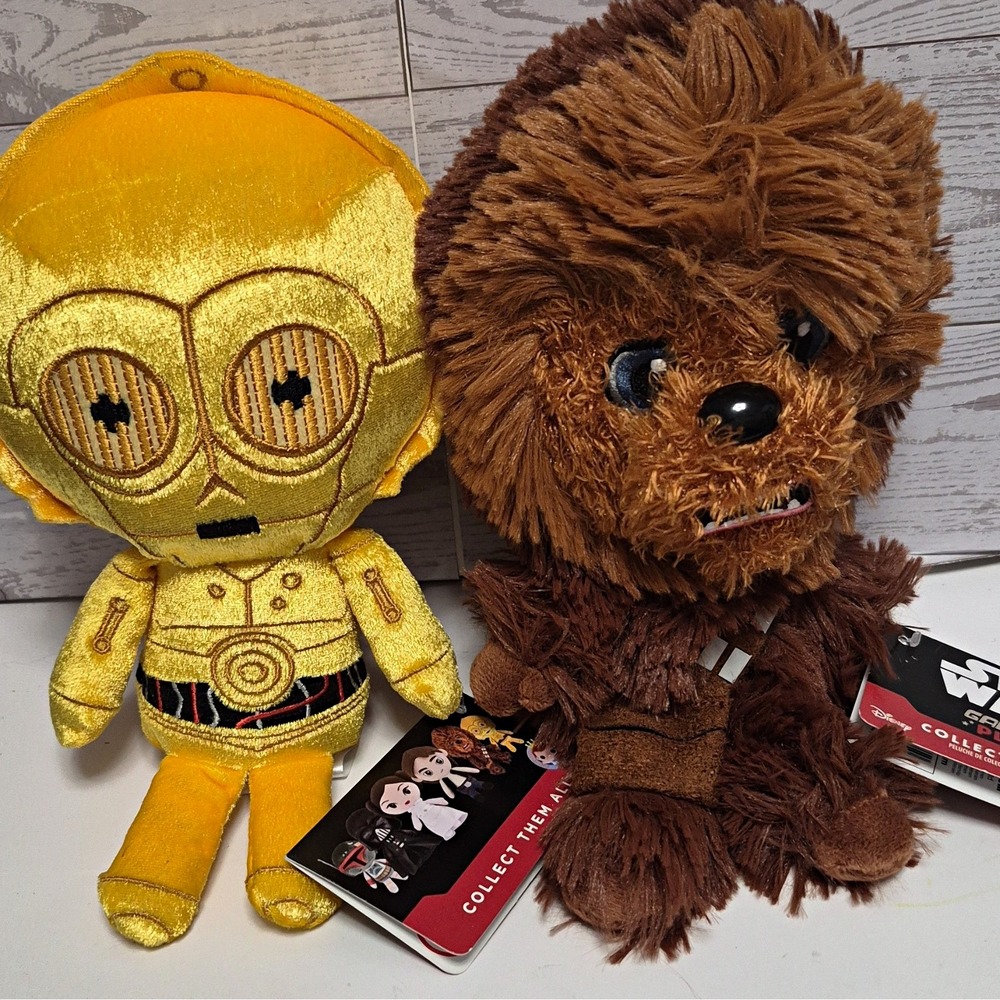 Disney Star Wars Galactic Plushies C-3PO & Chewbacca Collectible Plush Lot